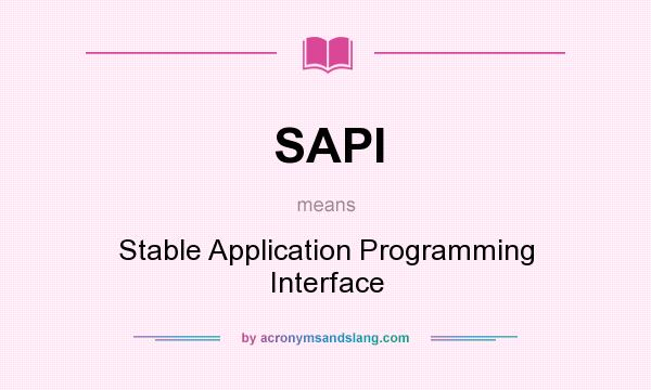 What does SAPI mean? It stands for Stable Application Programming Interface