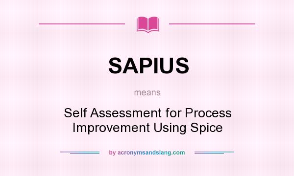 What does SAPIUS mean? It stands for Self Assessment for Process Improvement Using Spice