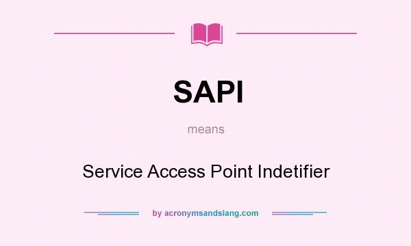 What does SAPI mean? It stands for Service Access Point Indetifier
