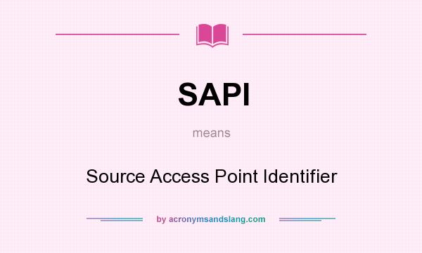 What does SAPI mean? It stands for Source Access Point Identifier