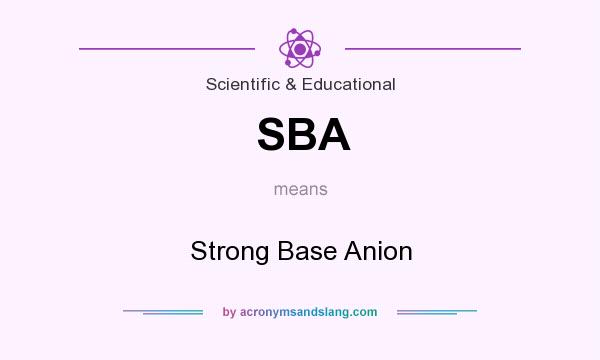 What does SBA mean? It stands for Strong Base Anion