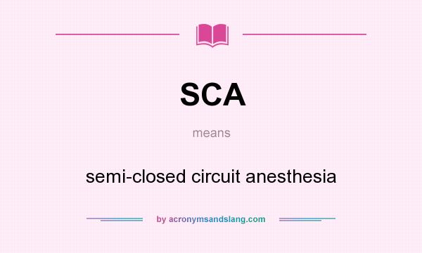 What does SCA mean? It stands for semi-closed circuit anesthesia