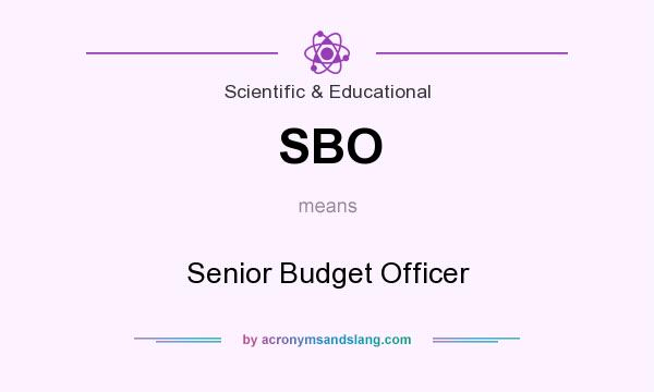 What does SBO mean? It stands for Senior Budget Officer