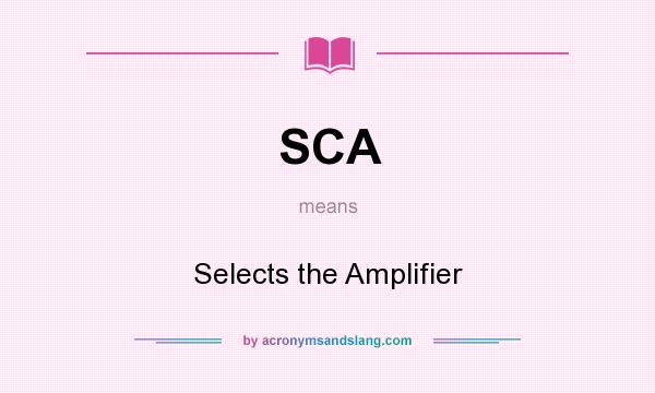 What does SCA mean? It stands for Selects the Amplifier