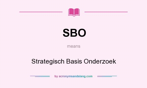 What does SBO mean? It stands for Strategisch Basis Onderzoek