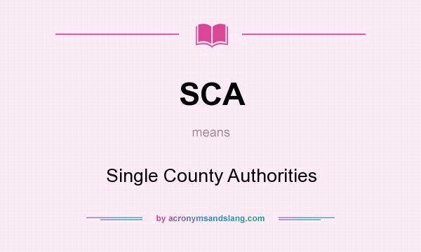 What does SCA mean? It stands for Single County Authorities