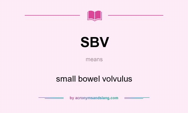 What does SBV mean? It stands for small bowel volvulus