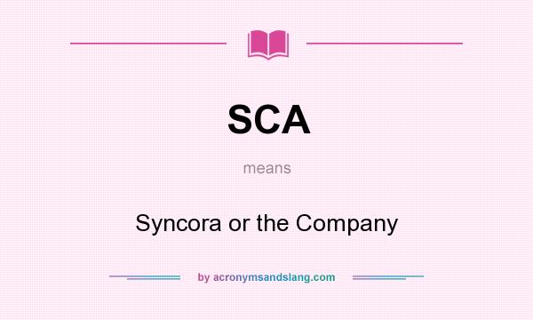 What does SCA mean? It stands for Syncora or the Company