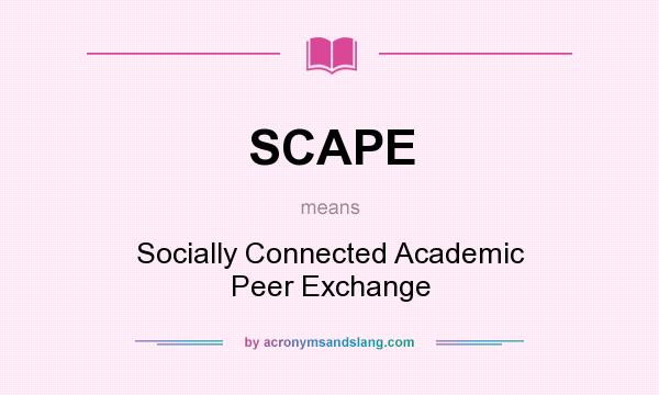 What does SCAPE mean? It stands for Socially Connected Academic Peer Exchange