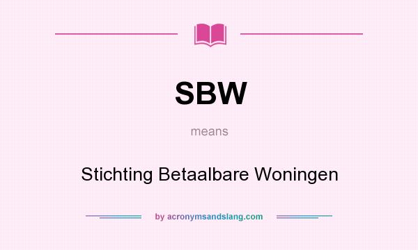 What does SBW mean? It stands for Stichting Betaalbare Woningen