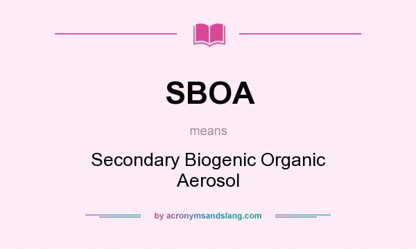 What does SBOA mean? It stands for Secondary Biogenic Organic Aerosol