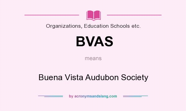 What does BVAS mean? It stands for Buena Vista Audubon Society