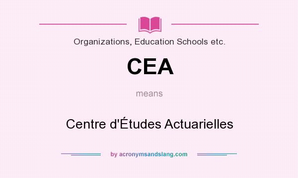 What does CEA mean? It stands for Centre d`Études Actuarielles