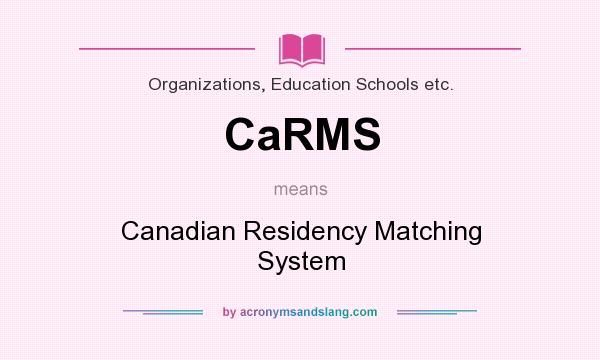 What does CaRMS mean? It stands for Canadian Residency Matching System