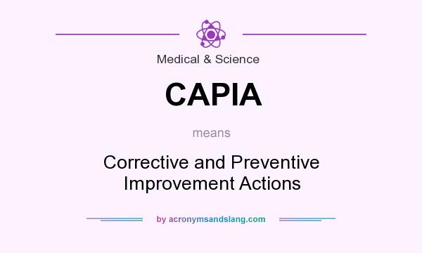 What does CAPIA mean? It stands for Corrective and Preventive Improvement Actions