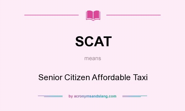 What does SCAT mean? It stands for Senior Citizen Affordable Taxi