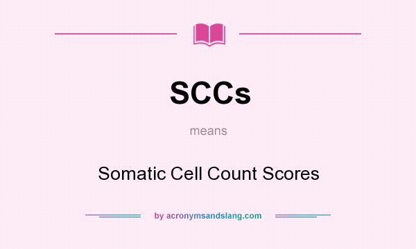 What does SCCs mean? It stands for Somatic Cell Count Scores