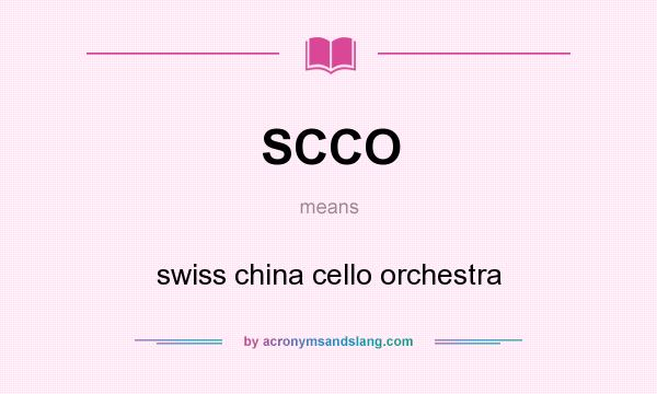 What does SCCO mean? It stands for swiss china cello orchestra