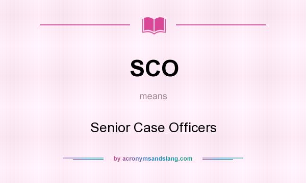 What does SCO mean? It stands for Senior Case Officers