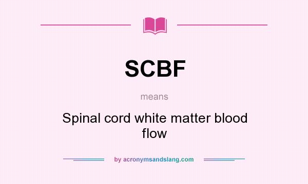 What does SCBF mean? It stands for Spinal cord white matter blood flow