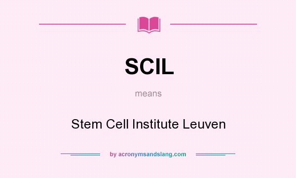 What does SCIL mean? It stands for Stem Cell Institute Leuven