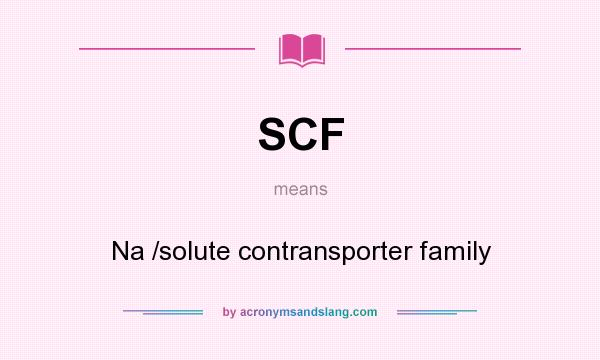 What does SCF mean? It stands for Na /solute contransporter family