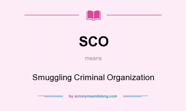 What does SCO mean? It stands for Smuggling Criminal Organization