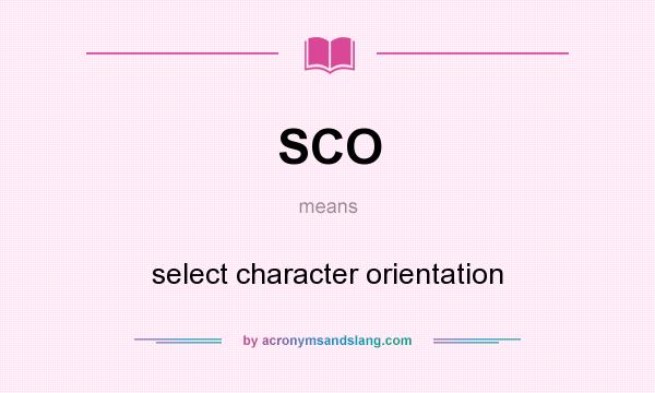 What does SCO mean? It stands for select character orientation