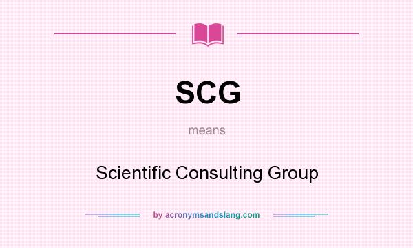What does SCG mean? It stands for Scientific Consulting Group
