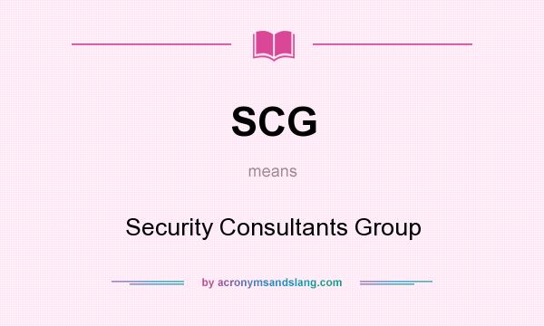 What does SCG mean? It stands for Security Consultants Group