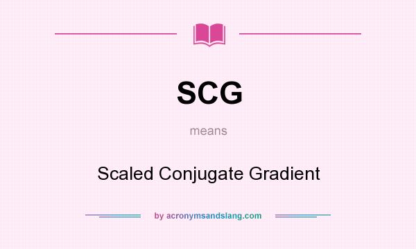 What does SCG mean? It stands for Scaled Conjugate Gradient