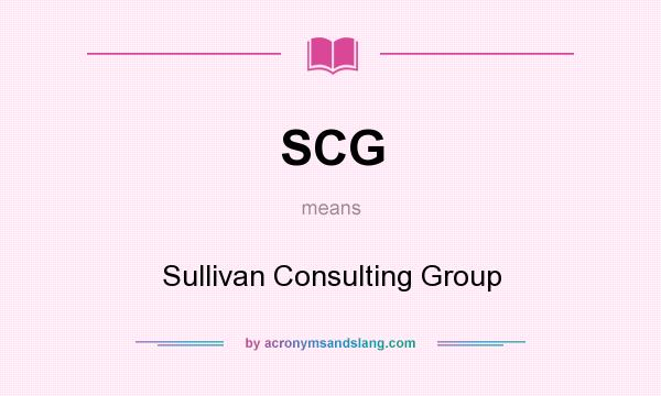 What does SCG mean? It stands for Sullivan Consulting Group