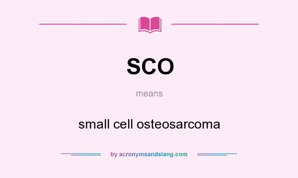What does SCO mean? It stands for small cell osteosarcoma