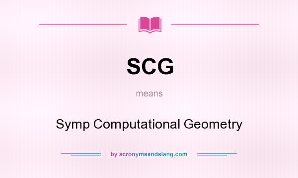 What does SCG mean? It stands for Symp Computational Geometry