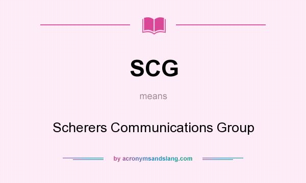 What does SCG mean? It stands for Scherers Communications Group