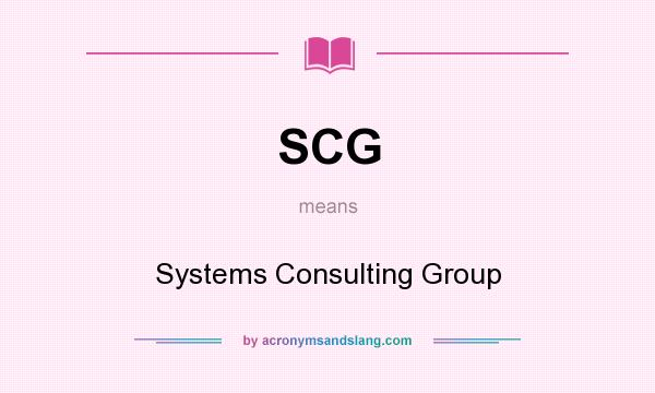 What does SCG mean? It stands for Systems Consulting Group