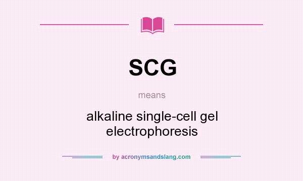 What does SCG mean? It stands for alkaline single-cell gel electrophoresis