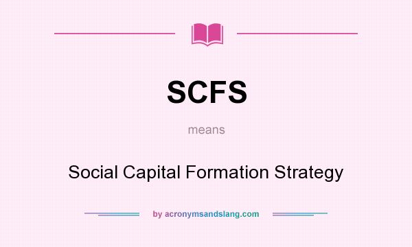 What does SCFS mean? It stands for Social Capital Formation Strategy