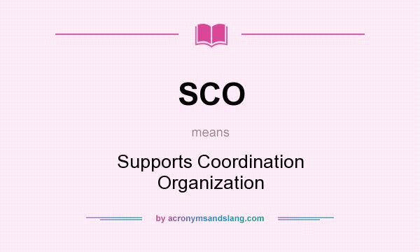 What does SCO mean? It stands for Supports Coordination Organization