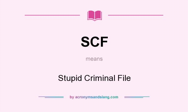 What does SCF mean? It stands for Stupid Criminal File