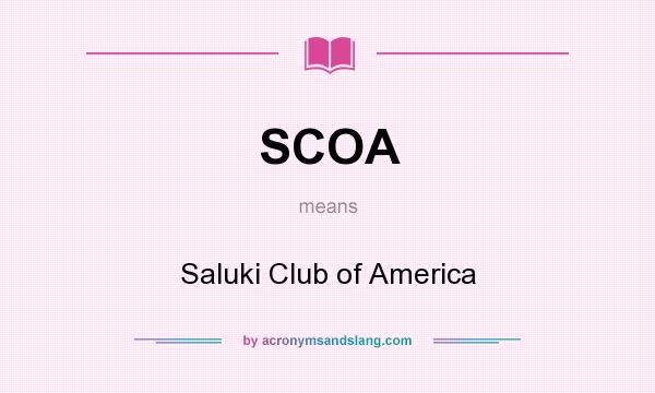 What does SCOA mean? It stands for Saluki Club of America