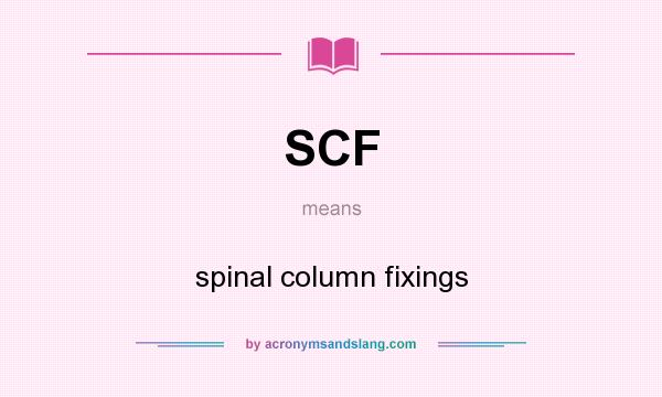 What does SCF mean? It stands for spinal column fixings