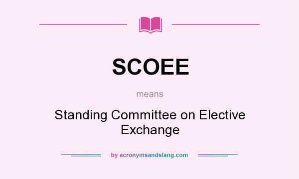 What does SCOEE mean? It stands for Standing Committee on Elective Exchange