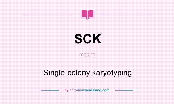 What does SCK mean? It stands for Single-colony karyotyping