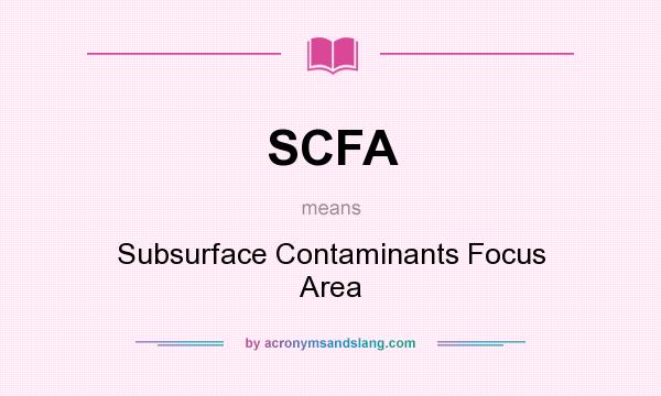 What does SCFA mean? It stands for Subsurface Contaminants Focus Area