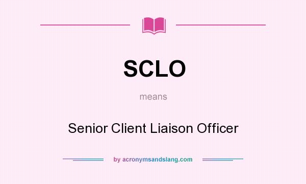 What does SCLO mean? It stands for Senior Client Liaison Officer