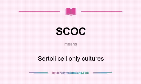 What does SCOC mean? It stands for Sertoli cell only cultures