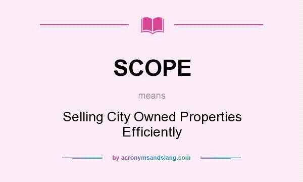 What does SCOPE mean? It stands for Selling City Owned Properties Efficiently