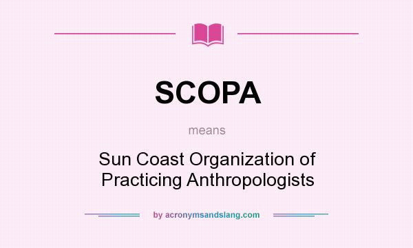 What does SCOPA mean? It stands for Sun Coast Organization of Practicing Anthropologists
