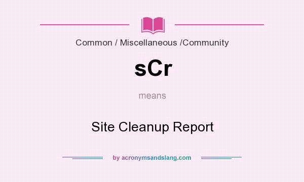 What does sCr mean? It stands for Site Cleanup Report
